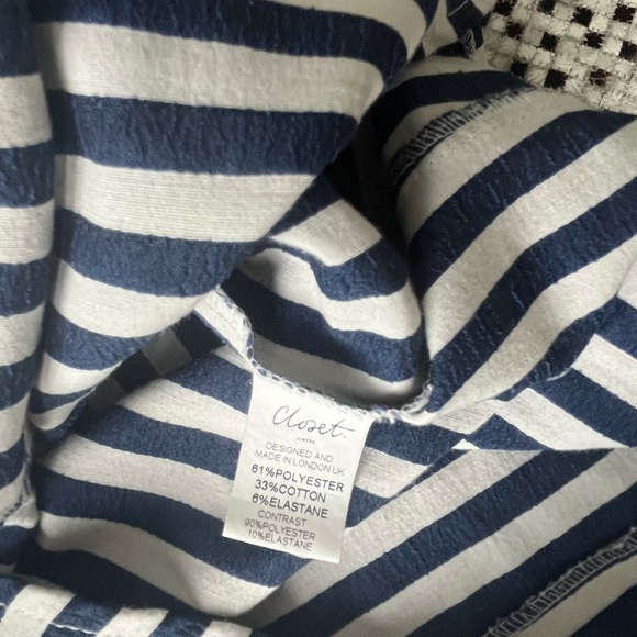 #32 Tie Back Stripe Button Dress nautical dress in cream and blue with bow - Picture 10 of 10